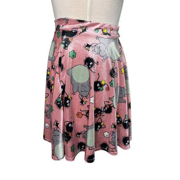 Vintage Spirited Away Studio Ghibli Pink Velvet Print Skater Skirt Size Small - Picture 2 of 9
